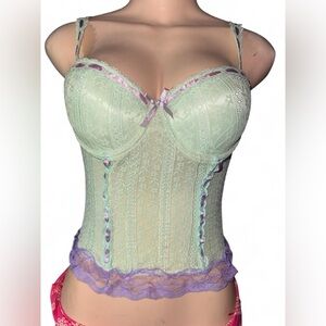 Donna Loren Women's Mint Lace Bustier Corset Top - 34B